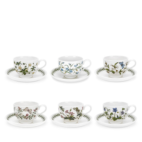 Botanic Garden Teacup and Saucer New Motifs Set of 6