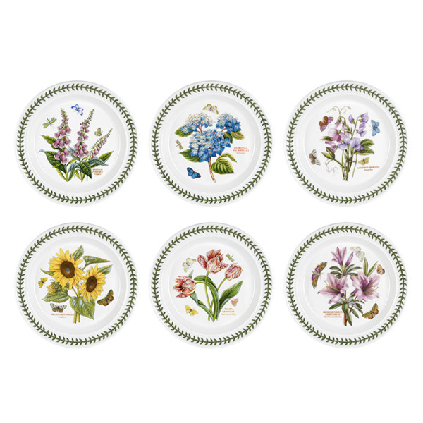 Portmeirion Botanic Garden Plate 10 inch 26.5cm. Set of 6 