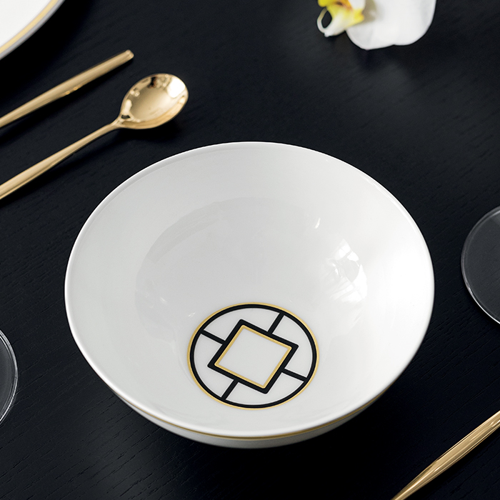 MetroChic Bowl 15 cm diameter white black gold