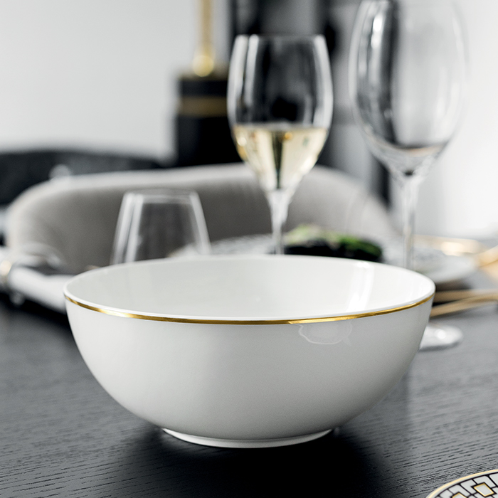 MetroChic round bowl 23cm diameter. White/Black/Gold